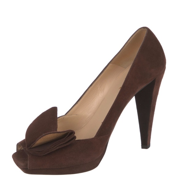 AUTHENTIC PRADA Platform Suede Pumps Size 39 - Picture 1 of 5